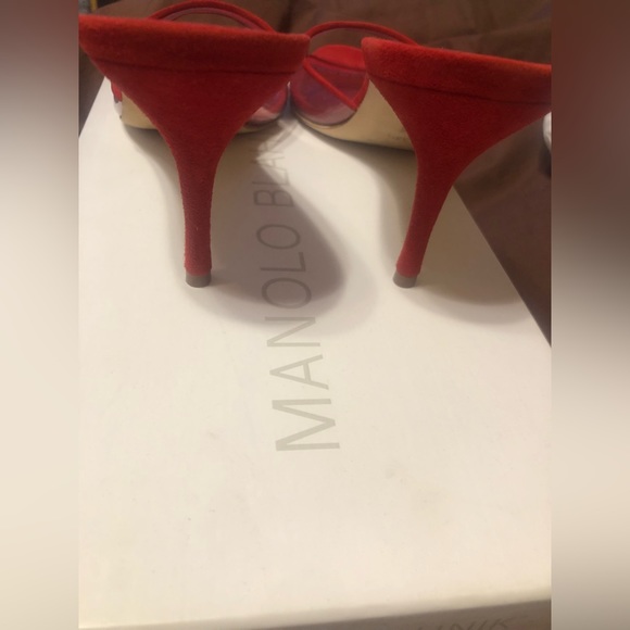 Manolo Blahnik Jadifa 70MM PVC & Suede Mules - Picture 12 of 13